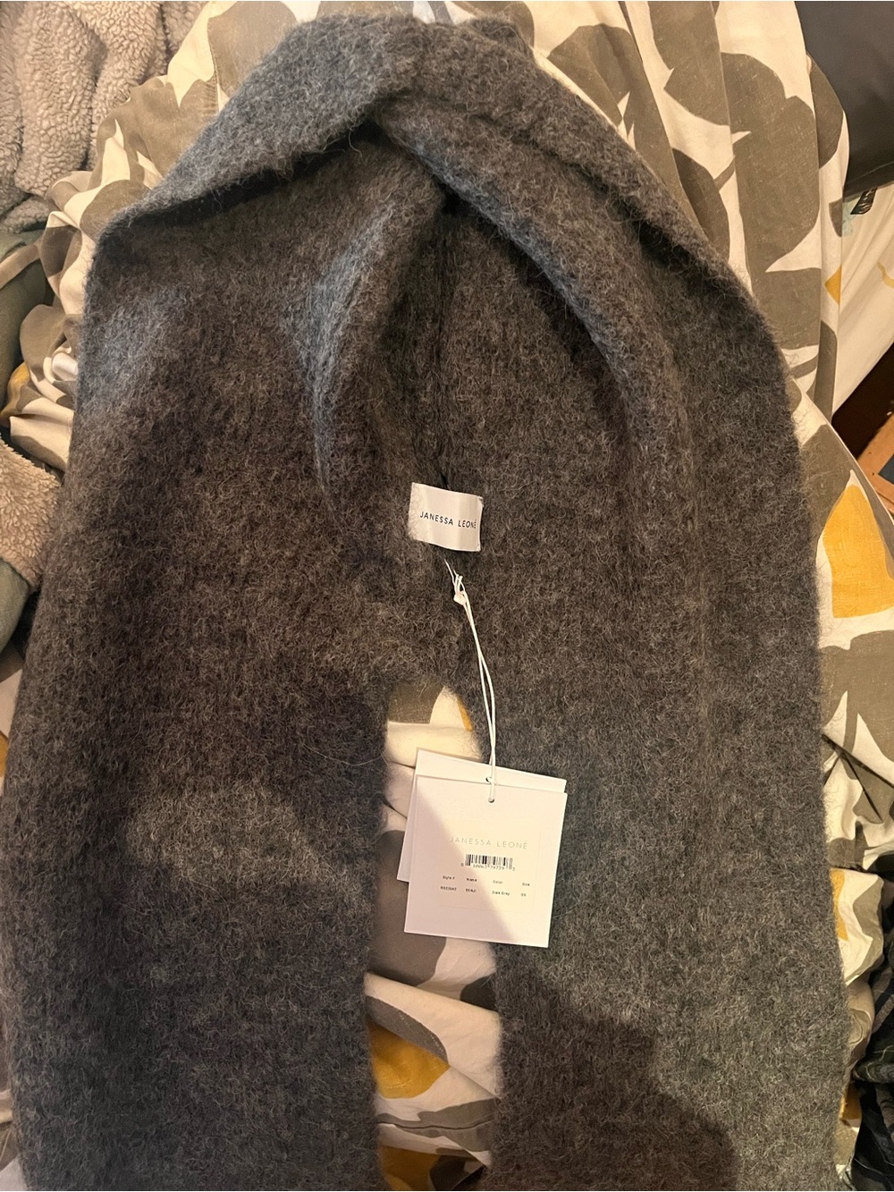 Janessa Leone Dark Grey Benji Scarf Tag